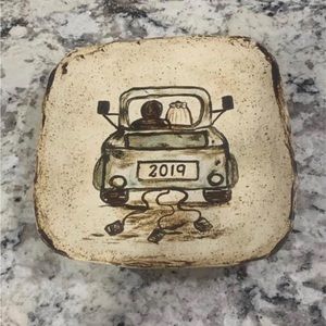 Etta B pottery plate- just married truck 2019
